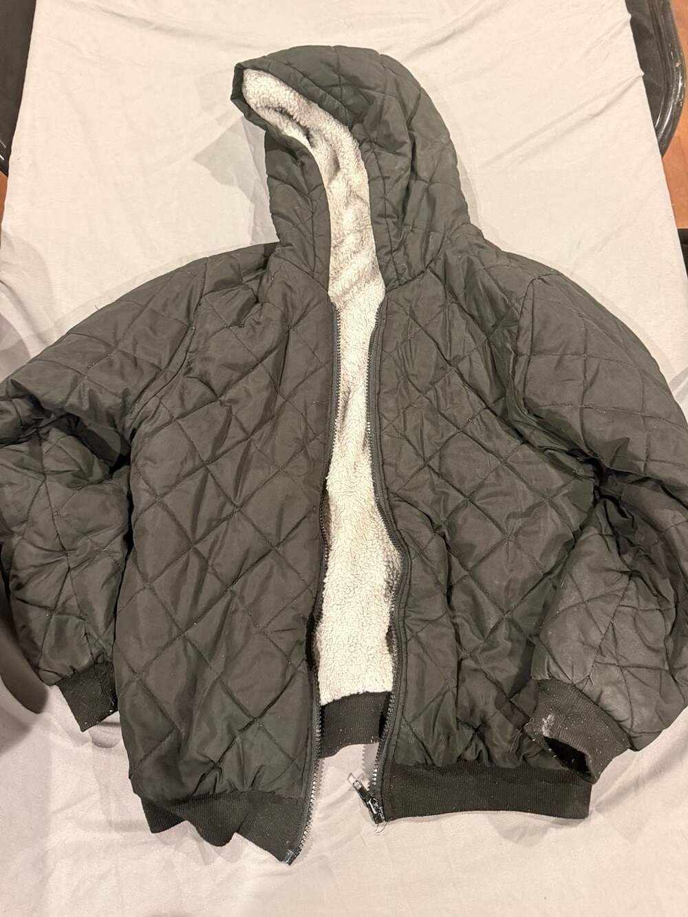 Shein Quilted Hooded Jacket Size 11-12Y Black